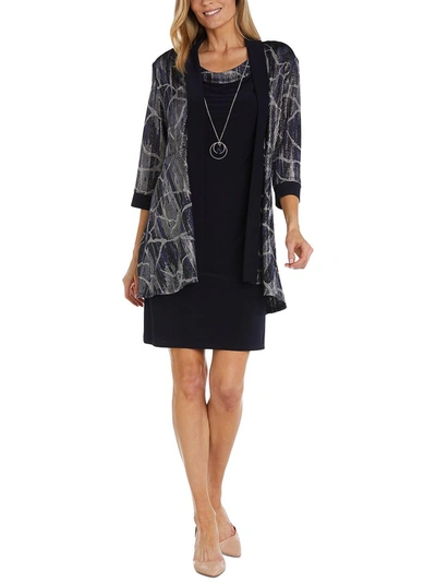Shop R & M Richards Womens Printed Jacket Two Piece Dress In Blue