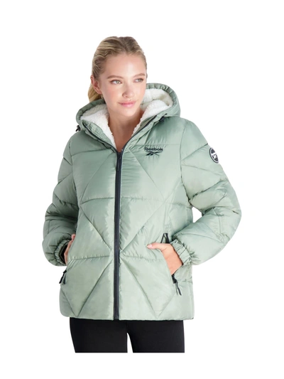 Shop Reebok Womens Quilted Insulated Puffer Jacket In Green