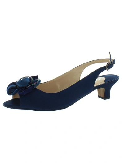 Shop J. Reneé Leonelle Womens Embellished Peep Toe Kitten Heels In Blue