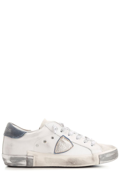 Shop Philippe Model Temple Logo Patch Sneakers In White