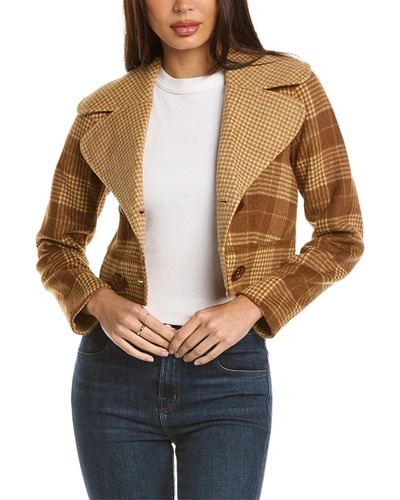 Shop Manoush Girly Caro Wool-blend Jacket In Brown