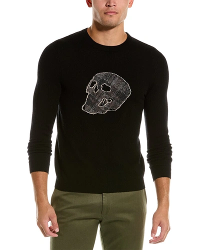 Shop Autumn Cashmere Plaid Skull Jacquard Wool & Cashmere-blend Cashmere Sweater In Black