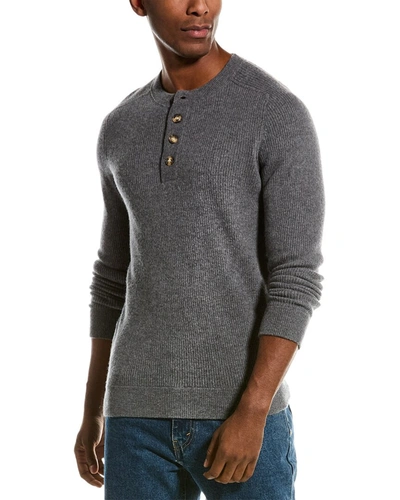 Shop Kier + J Shaker Wool & Cashmere-blend Henley In Grey