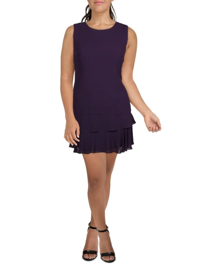 Shop Lauren Ralph Lauren Georgette Womens Wedding Mini Shift Dress In Purple
