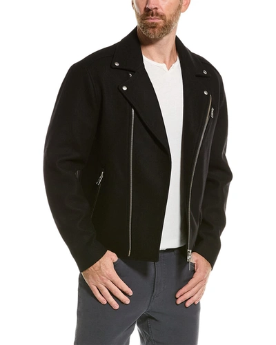 Shop Allsaints Devoto Wool-blend Biker Jacket In Black