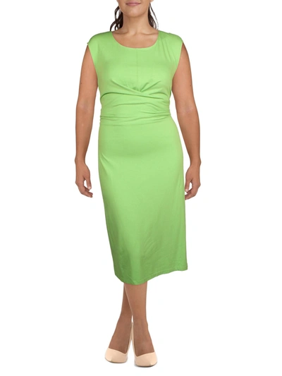 Shop Lauren Ralph Lauren Womens Knit Sleeveless Midi Dress In Green