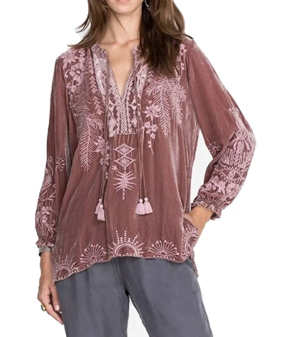 Shop Johnny Was Dylan Double Tassel Peasant Blouse In Vintage Rose In Red