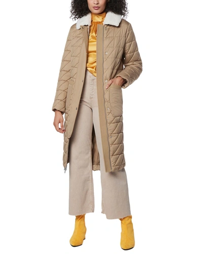 Shop Andrew Marc Rhombus Quilted Long Jacket In Beige