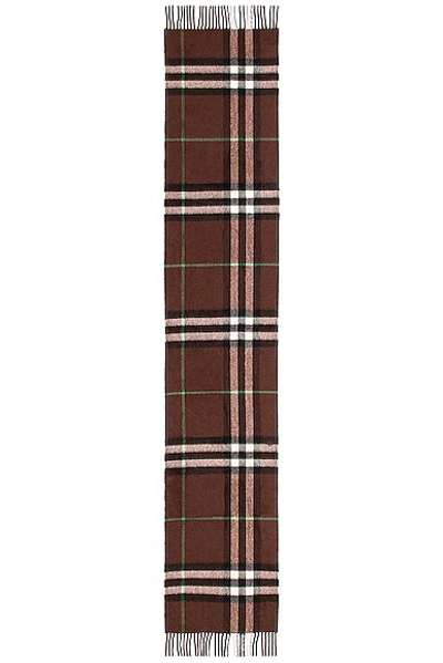 Shop Burberry Giant Check Scarf In Brown