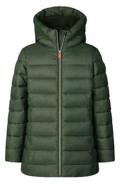Save The Duck Kids' Meryl Water Repellent Puffer Coat In Thyme Green