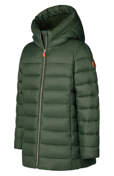 Save The Duck Kids' Meryl Water Repellent Puffer Coat In Thyme Green