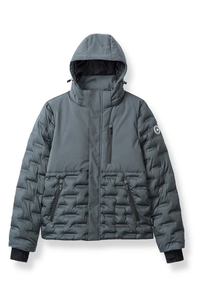 Noize Dawson Mixed Media Hooded Puffer Jacket In Mineral