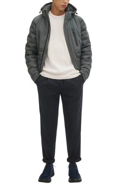 Noize Dawson Mixed Media Hooded Puffer Jacket In Mineral