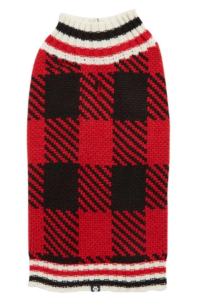 Shop Hotel Doggy Plaid Pet Sweater In Cranberry Red