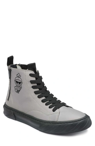 Shop Karl Lagerfeld Recycled Leather Double-zip Sneaker In Grey