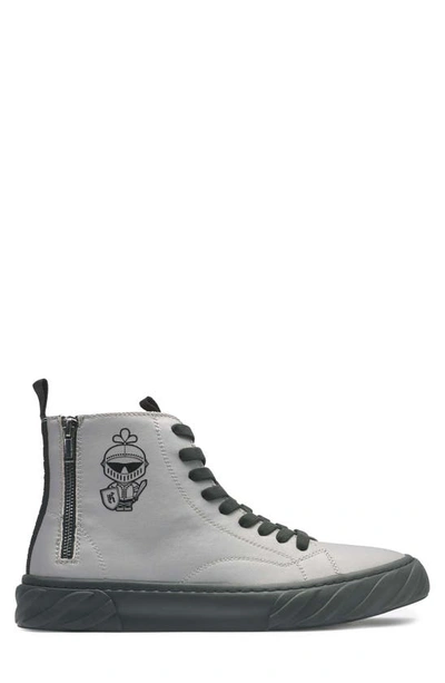 Shop Karl Lagerfeld Recycled Leather Double-zip Sneaker In Grey