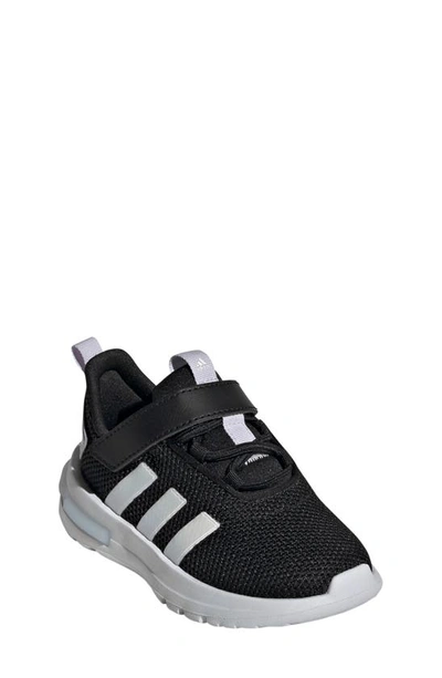 Shop Adidas Originals Kids' Racer Tr23 Running Sneaker In Black/ White/ Blue Dawn