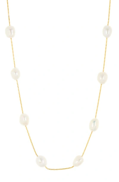 Shop Savvy Cie Jewels Freshwater Pearl Chain Necklace In Gold