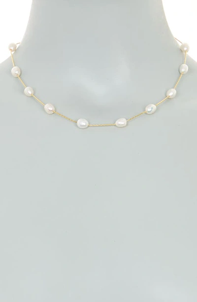 Shop Savvy Cie Jewels Freshwater Pearl Chain Necklace In Gold
