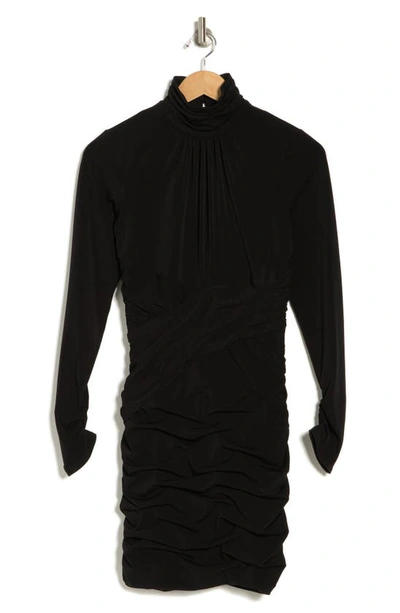 Shop Cinq À Sept Amar Long Sleeve Ruched Body-con Dress In Black