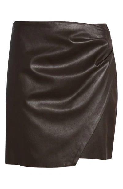 Shop Topshop Pleated Faux Leather Miniskirt In Brown