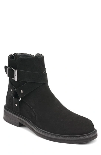 Shop Karl Lagerfeld Paris Suede Harness Boot In Black