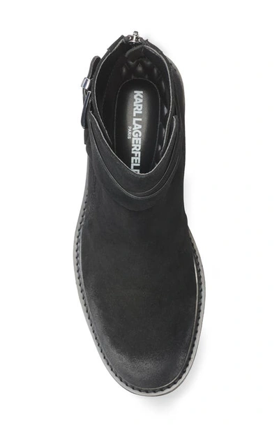 Shop Karl Lagerfeld Paris Suede Harness Boot In Black