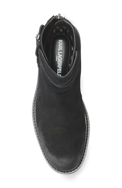 Karl Lagerfeld Suede Harness Boot In Black