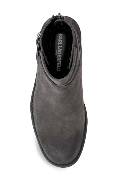 Shop Karl Lagerfeld Paris Suede Harness Boot In Grey