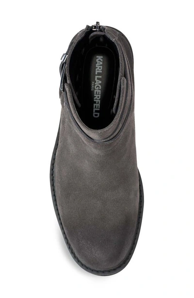 Karl Lagerfeld Suede Harness Boot In Grey