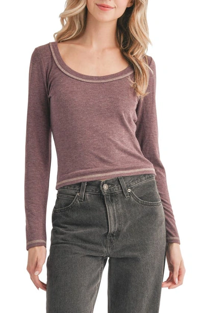 Shop Lush Butter Soft Long Sleeve Top In Heather Berry
