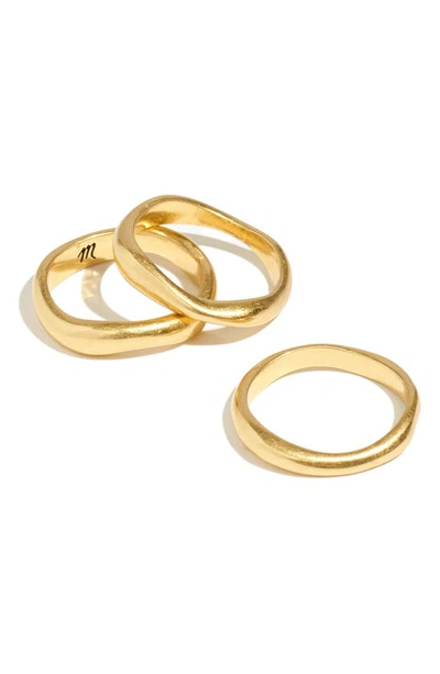 Shop Madewell Set Of 3 Oval Stacking Rings In Vintage Gold