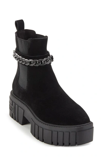 Shop Karl Lagerfeld Reign Chain Cuff Platform Chelsea Boot In Black