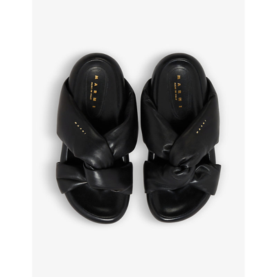 Shop Marni Women's Black Bubble Twisted Top-strap Leather Sandals