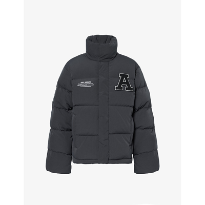 Shop Axel Arigato Mens Black Varsity Halo Brand-patch Boxy-fit Shell-down Puffer Jacket