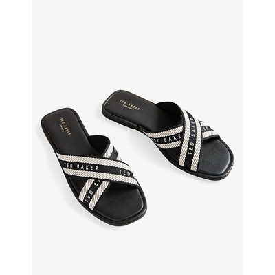 Shop Ted Baker Women's Ashika Logo-print Cross-strap Woven Sandals
