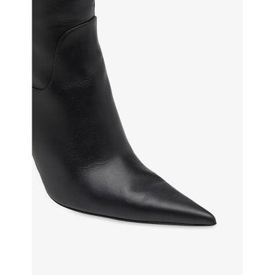 Shop Diesel Women's Black D-venus Brand-plaque Leather Heeled Knee-high Boots