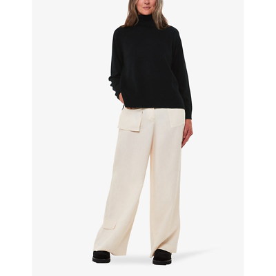 Whistles Womens Black Turtleneck Relaxed-fit Cashmere Jumper In Black