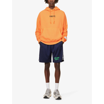 Shop Gallery Dept. Gallery Dept Men's Flo Orange Brand-print Brand-patch Cotton-jersey Hoody