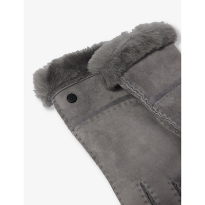 Shop Ugg Turn-cuff Suede And Shearling Gloves In Metal