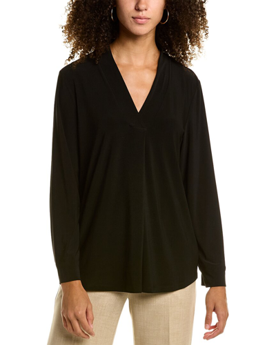 Shop Anne Klein V-neck Collar Top In Black