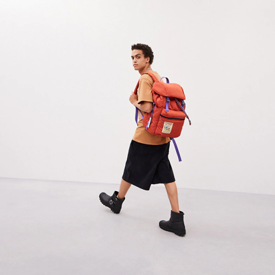 Coach Topia Loop Quilted Wavy Backpack In Deep Orange