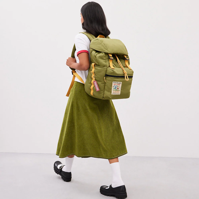 Coach Topia Loop Quilted Wavy Backpack In Olive Green