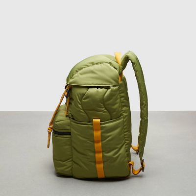 Coach Topia Loop Quilted Wavy Backpack In Olive Green