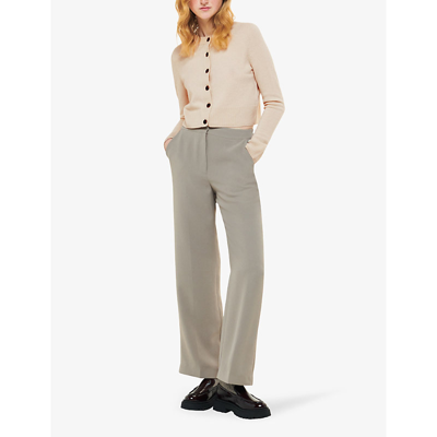 Whistles Womens Cream Relaxed-fit Cropped Wool Cardigan In Cream