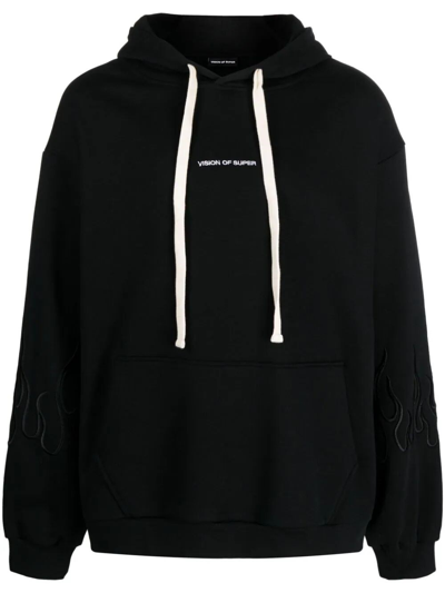 Shop Vision Of Super Hoodie With Flames In Black  