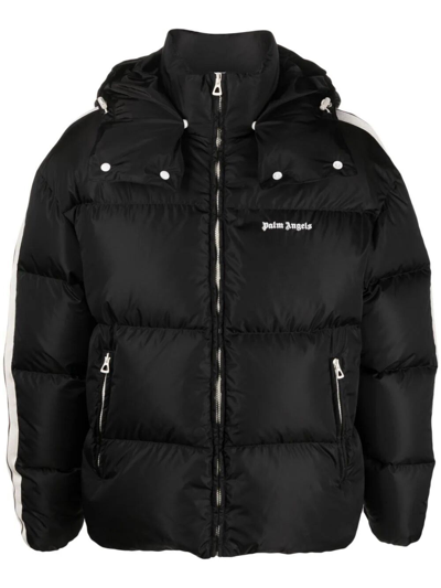 Shop Palm Angels Hooded Track Down Jacket In Black  