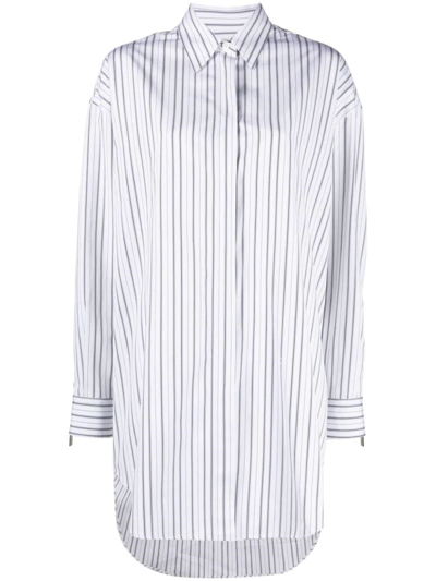 Shop Off-white Striped Zip Shirt In White