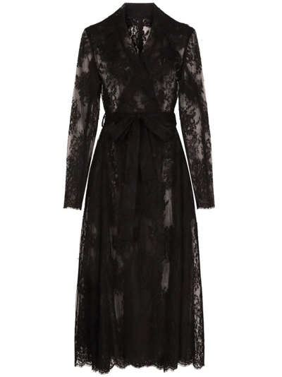 Shop Dolce & Gabbana Lace Coat In Black  