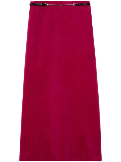 Shop Gucci Long Skirt In Red